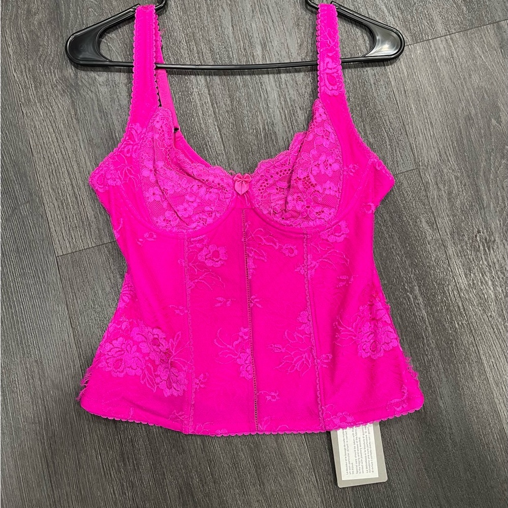 Balenciaga Womens Lingerie Lace Corset Top Sz 40 US 10 L Hot Pink NWT $2150